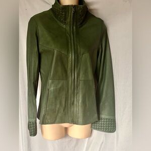 Raffaello  reversible suede finest lamb leather woven cuffs collar jacket 42 US4